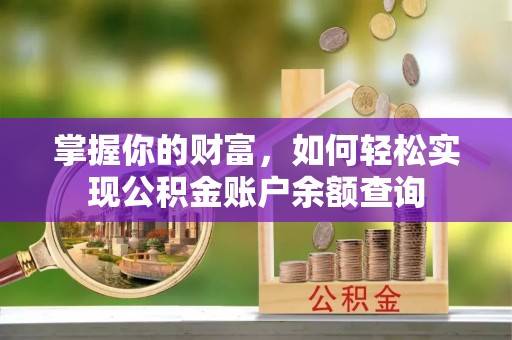 井研掌握你的财富，如何轻松实现公积金账户余额查询